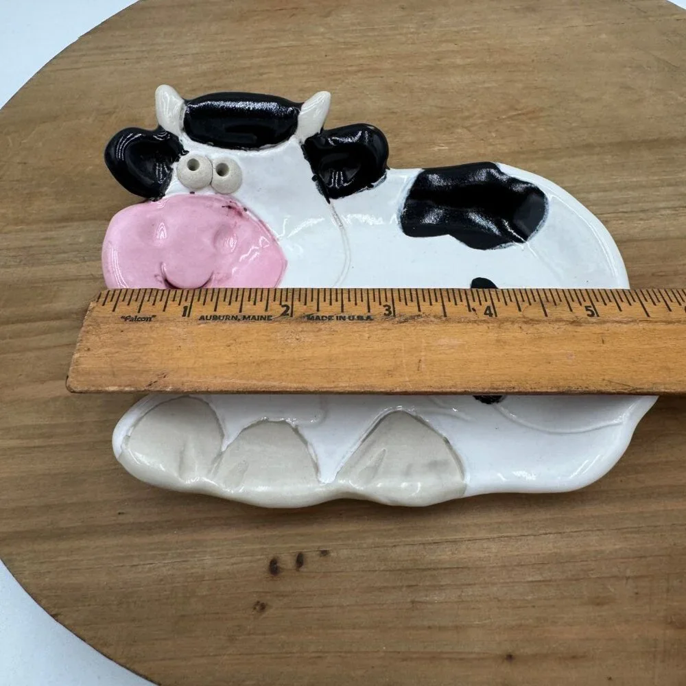 Cow trinket soap tray dish pottery Nishio studio pottery studio art excellent co